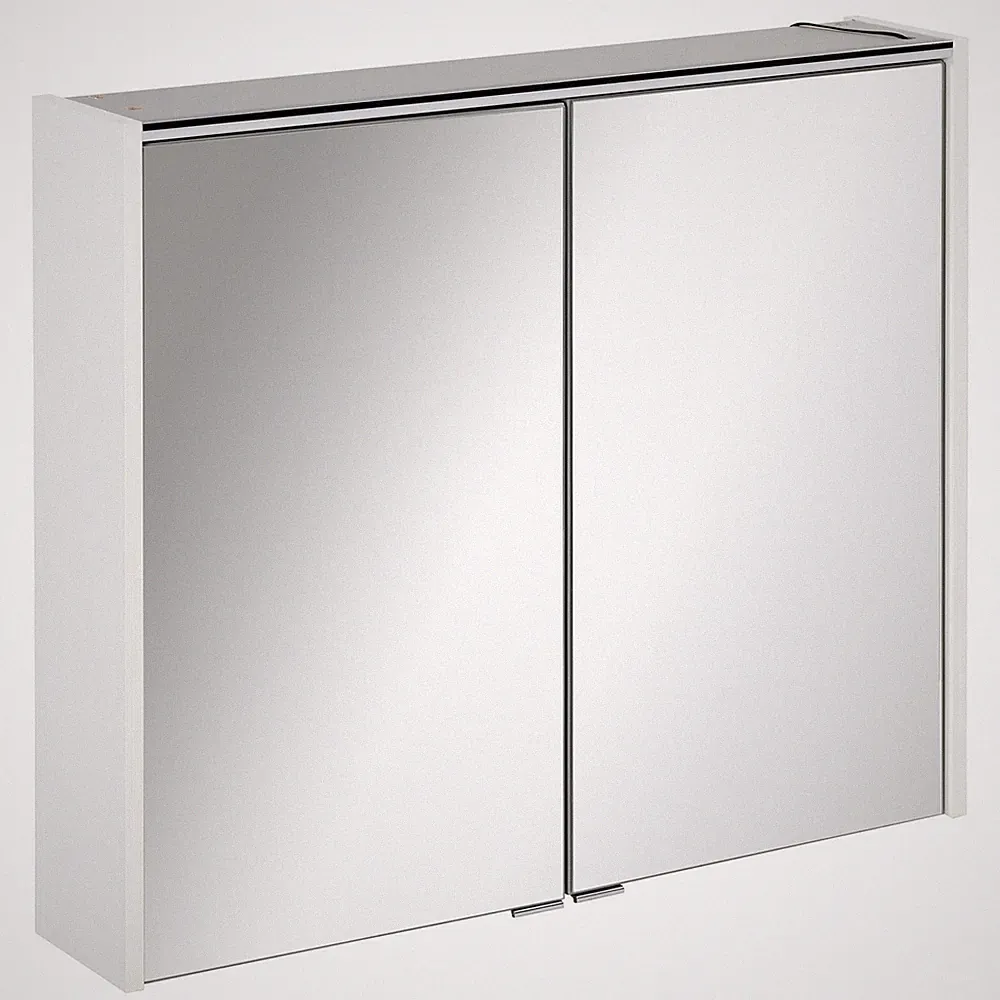 Fackelmann 82183 Spiegelschrank Bad mit LED Beleuchtung 80 cm weiß matt