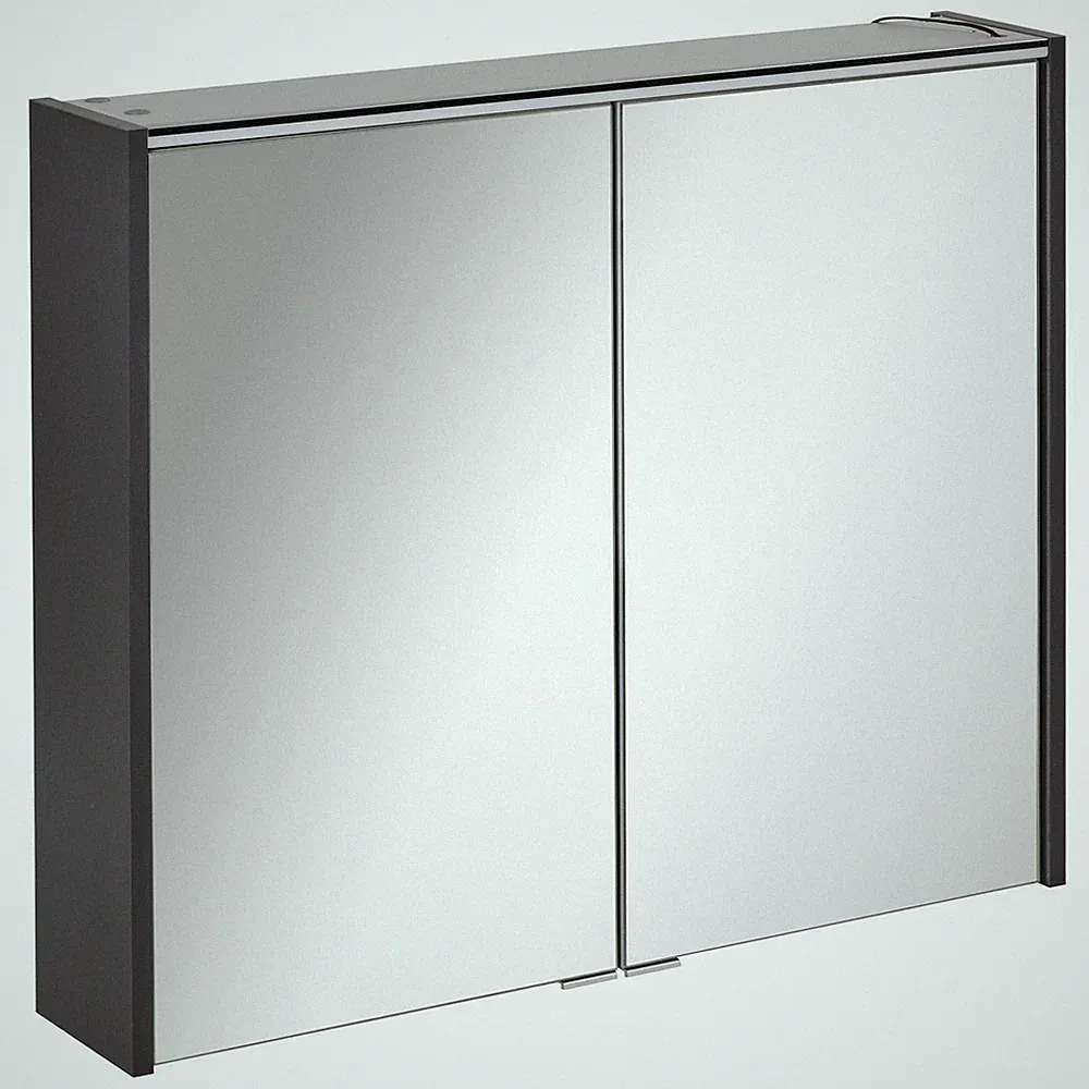 Fackelmann 82187 Spiegelschrank Bad mit LED Beleuchtung 80 cm anthrazit