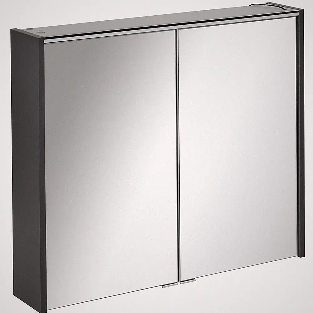 Fackelmann 82187 Spiegelschrank Bad mit LED Beleuchtung 80 cm anthrazit