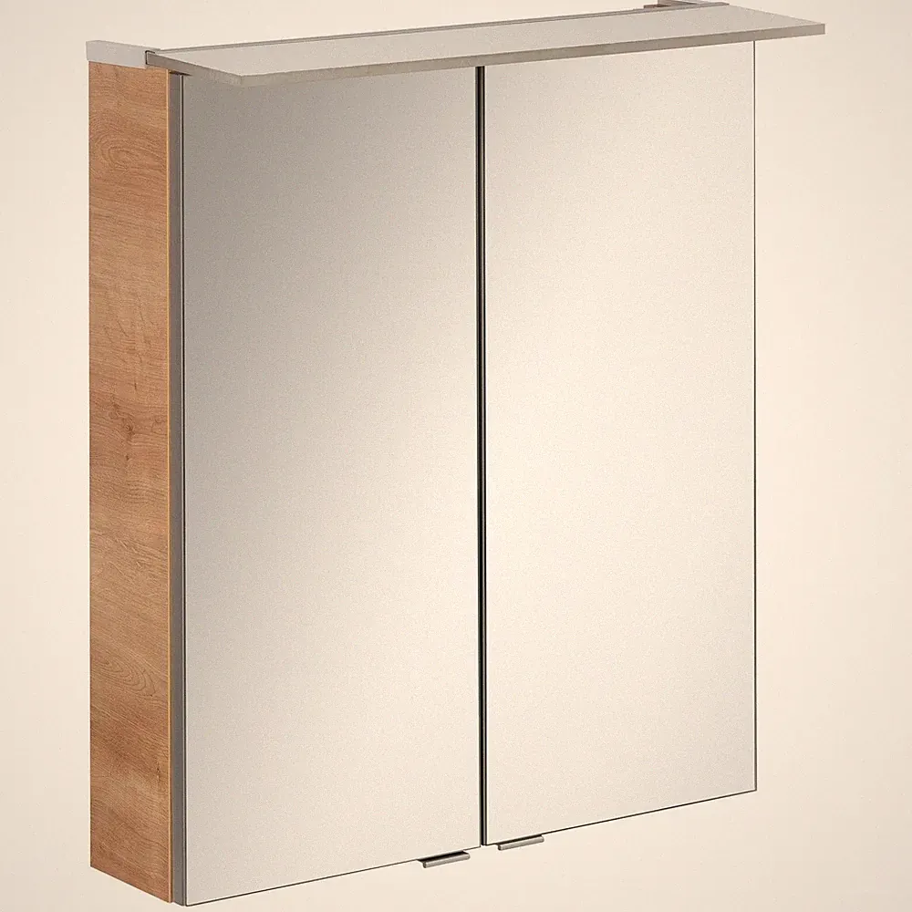 Fackelmann 84102 LED Spiegelschrank 60 cm eiche hell LED Badspiegel B.perfekt