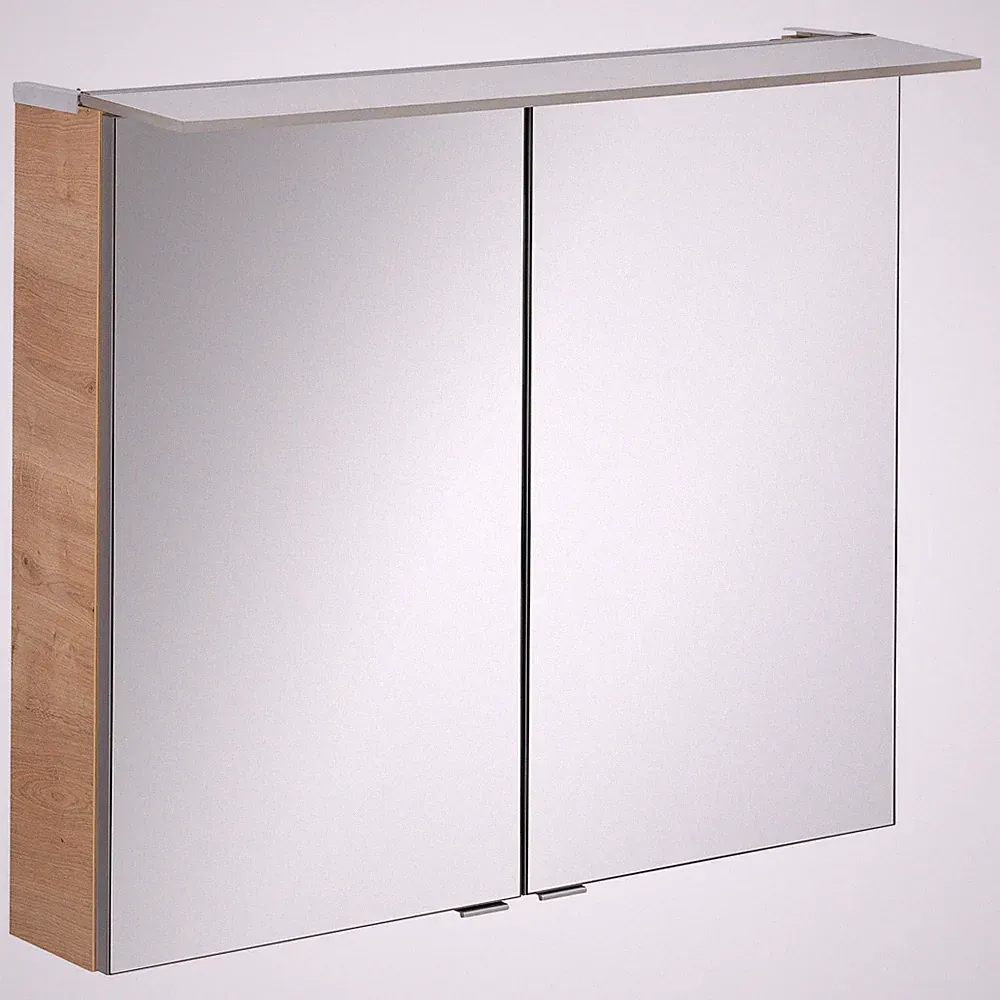 Fackelmann 84112 LED Spiegelschrank 80 cm eiche hell LED Badspiegel B.perfekt