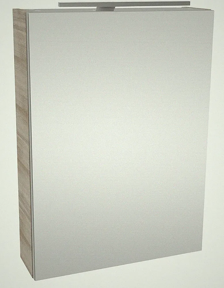 Fackelmann A-VERO LED Spiegelschrank Bad Gäste WC 50 cm breit Holzoptik Grau