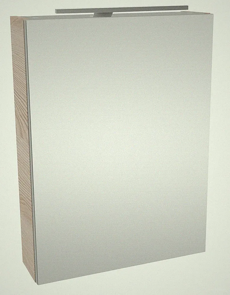Fackelmann B.CLEVER LED Spiegelschrank Bad Gäste WC 50 cm breit Holzoptik Braun