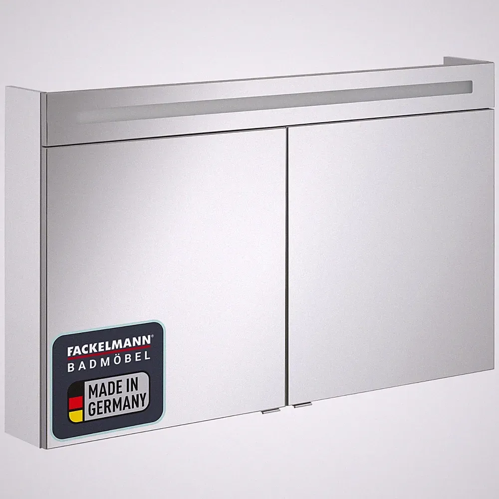 Fackelmann B.CLEVER LED Spiegelschrank mit 2 Türen Weiß 120 cm Made in Germany