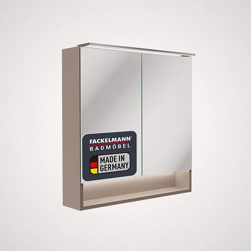 Fackelmann B.PARIS LED-Spiegelschrank Beleuchtung, USB-Anschluss, Aluoptik Kante