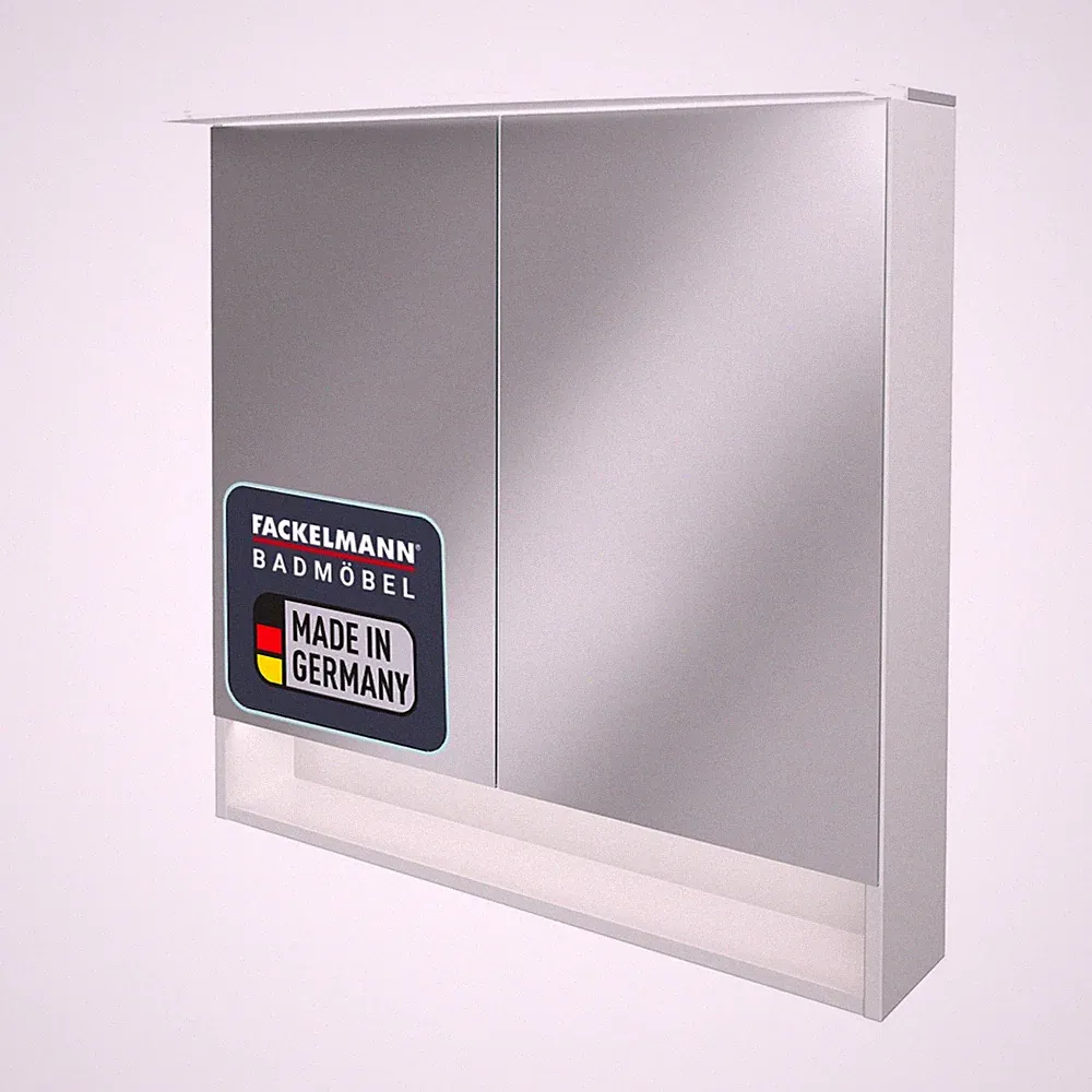 Fackelmann B.STYLE LED Spiegelschrank 80 cm breit Badmöbel Weiß Made in Germany