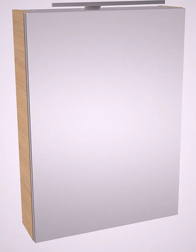 Fackelmann B.STYLE LED Spiegelschrank Bad Gäste WC 50 cm breit Holzoptik Braun