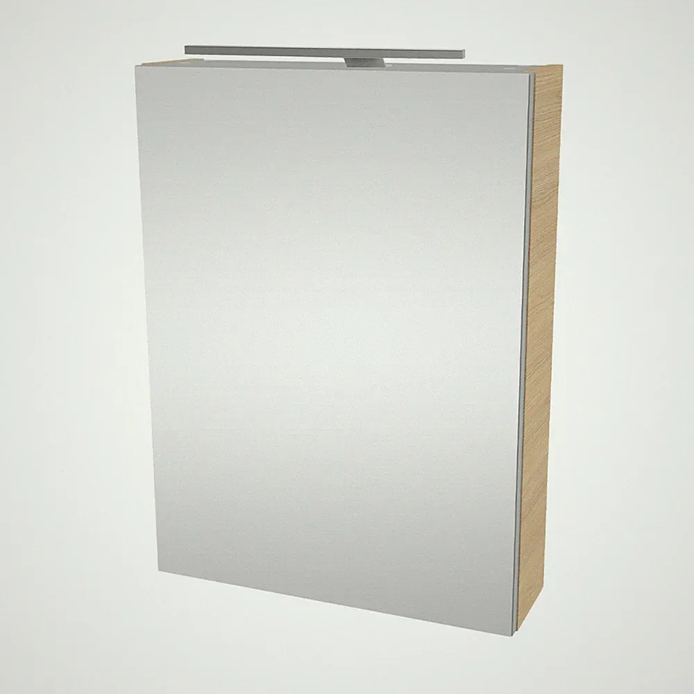 Fackelmann B.STYLE LED Spiegelschrank Gäste Bad 50 cm breit Holz Braun rechts