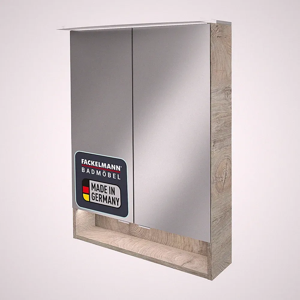 Fackelmann B.STYLE Spiegelschrank 60 cm breit Badmöbel in Grau Made in Germany