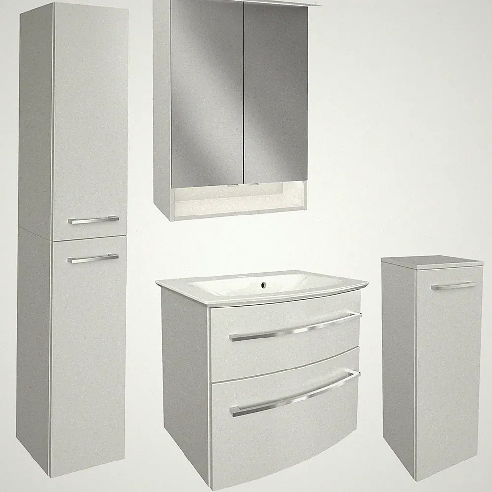 Fackelmann Badmöbel Set B.Style 5-tlg. Unterschrank Becken Spiegelschrank weiß