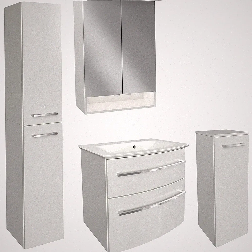Fackelmann Badmöbel Set B.Style 5-tlg. Unterschrank Becken Spiegelschrank weiß