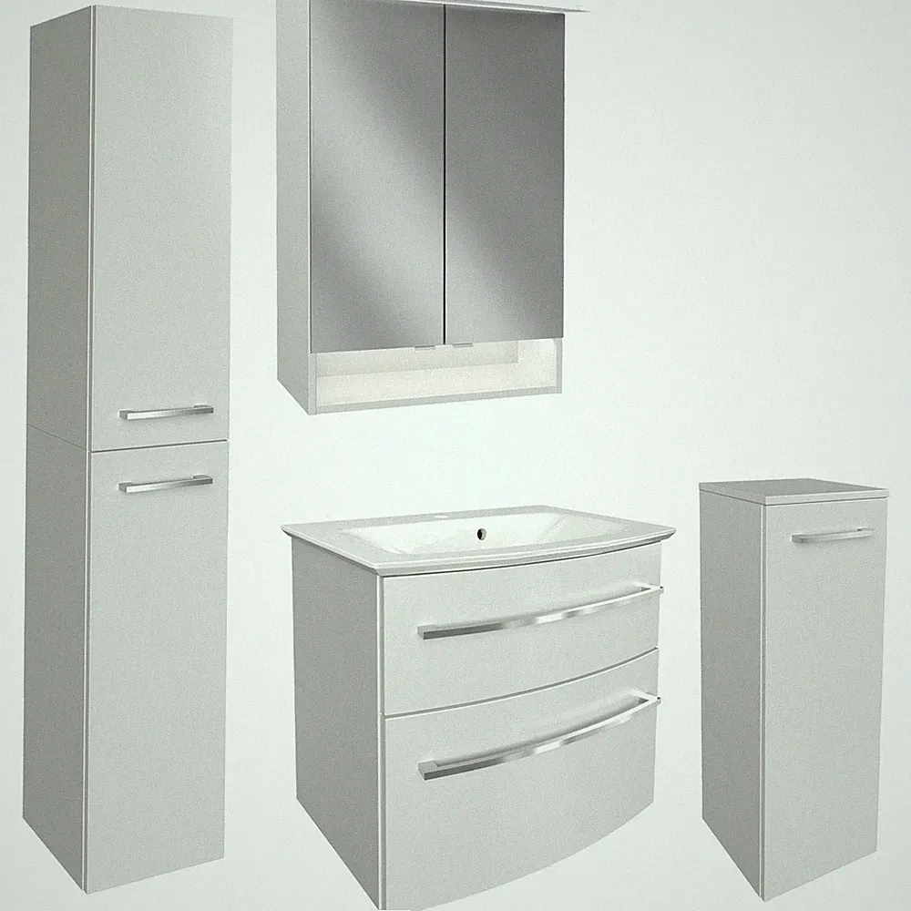 Fackelmann Badmöbel Set B.Style 5-tlg. Unterschrank Becken Spiegelschrank weiß