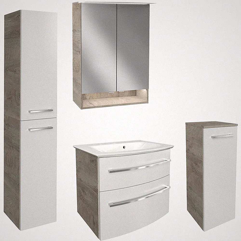 Fackelmann Badmöbel Set B.Style 5-tlg. weiß Becken Spiegelschrank Unterschrank