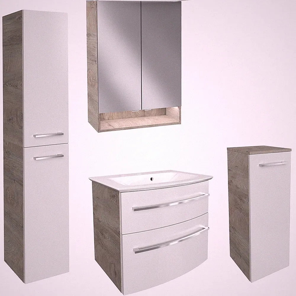 Fackelmann Badmöbel Set B.Style 5-tlg. weiß Becken Spiegelschrank Unterschrank