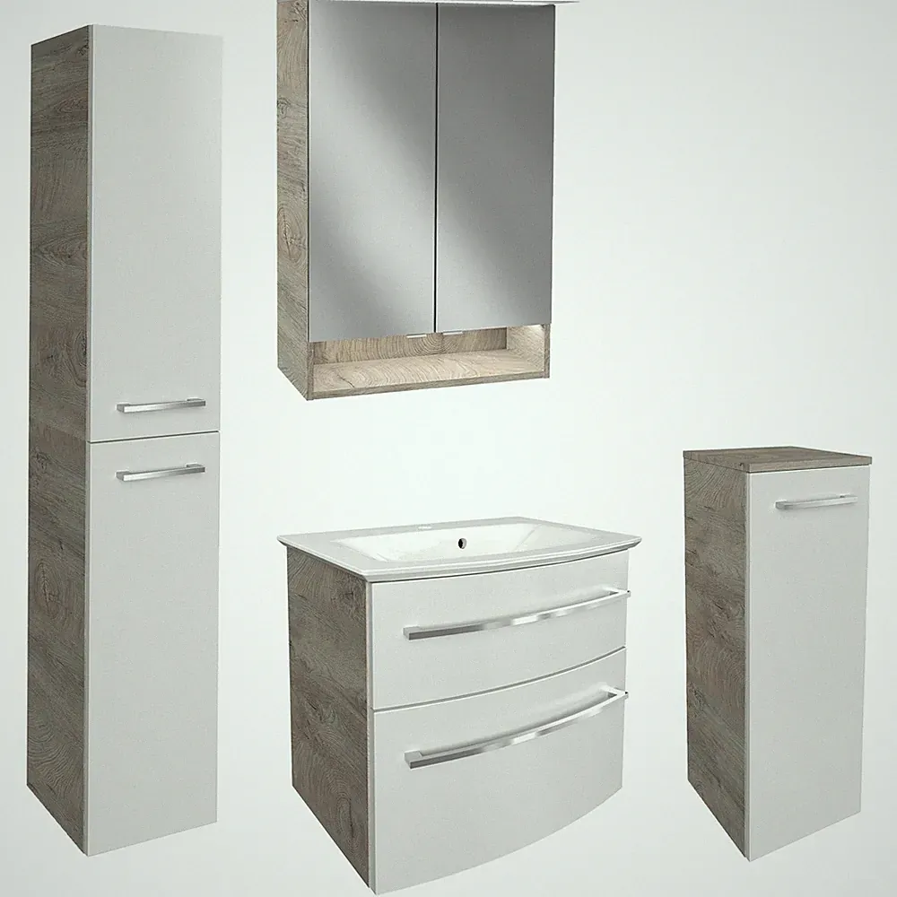 Fackelmann Badmöbel Set B.Style 5-tlg. weiß Becken Spiegelschrank Unterschrank