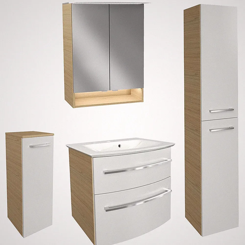 Fackelmann Badmöbel Set B.Style 5-tlg. weiß Becken Unterschrank Spiegelschrank