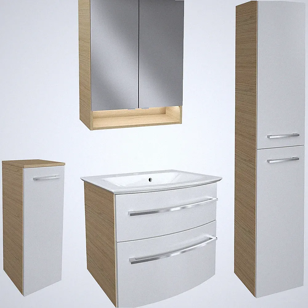 Fackelmann Badmöbel Set B.Style 5-tlg. weiß Becken Unterschrank Spiegelschrank