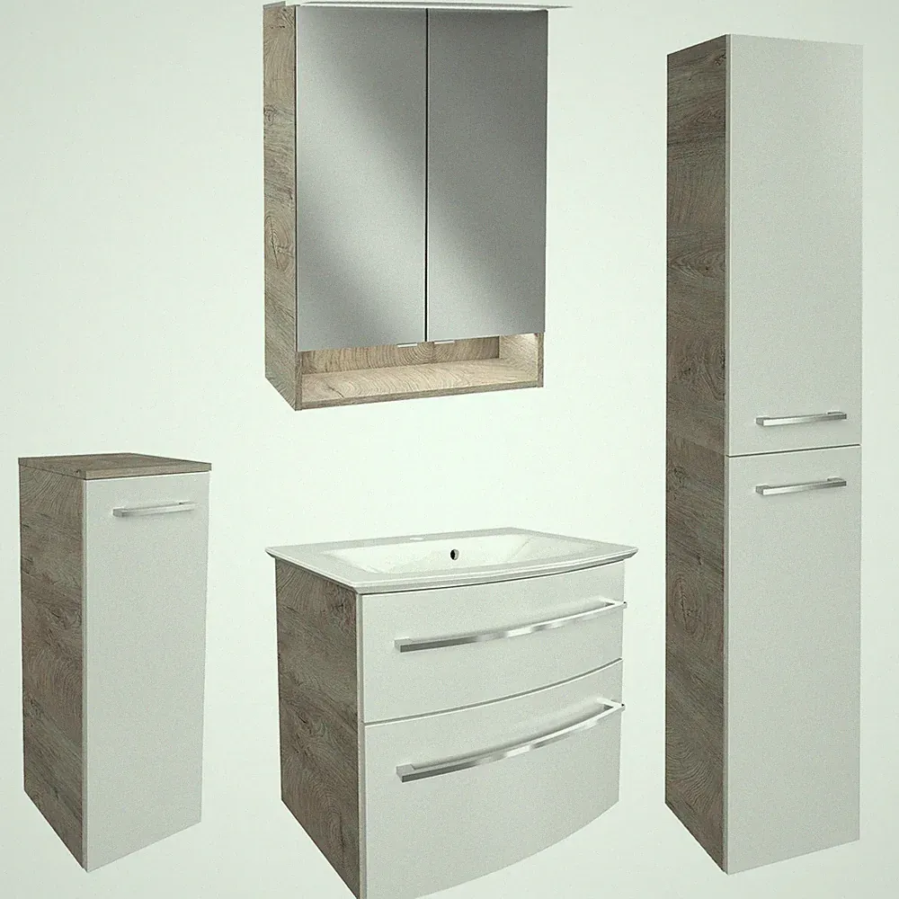 Fackelmann Badmöbel Set B.Style 5-tlg. weiß Spiegelschrank Becken Unterschrank