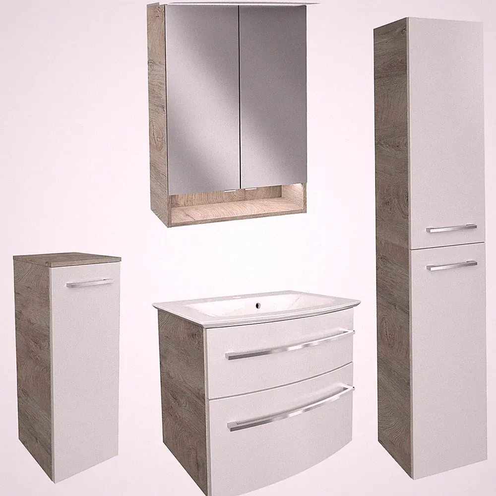 Fackelmann Badmöbel Set B.Style 5-tlg. weiß Spiegelschrank Becken Unterschrank