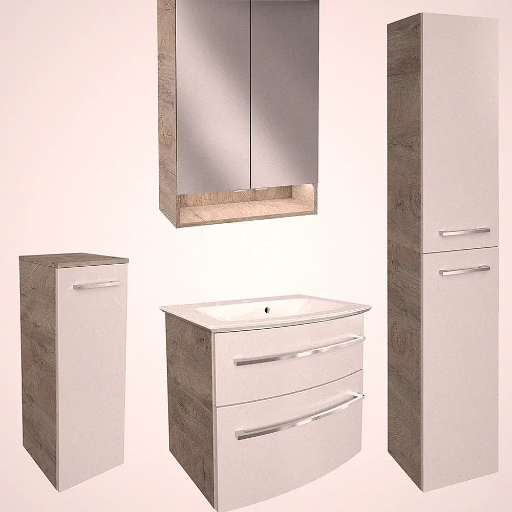 Fackelmann Badmöbel Set B.Style 5-tlg. weiß Spiegelschrank Becken Unterschrank