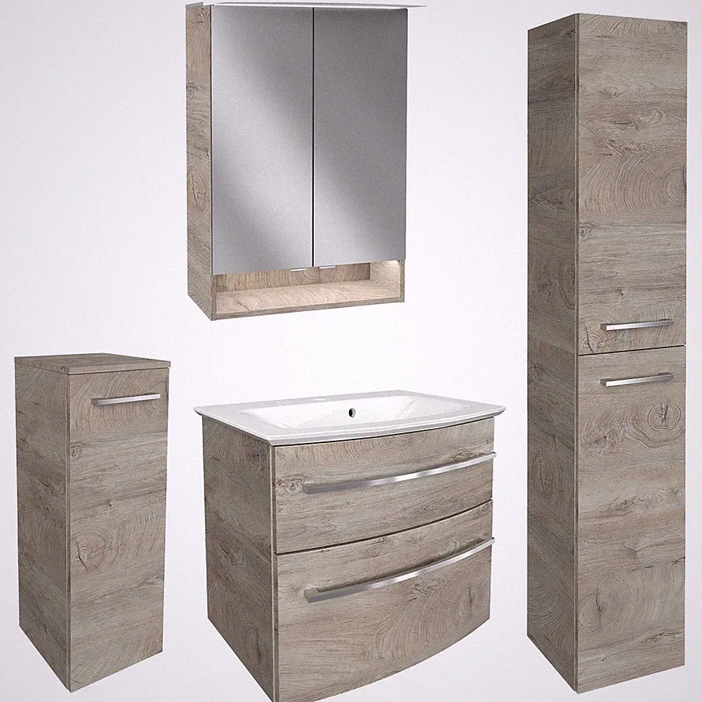 Fackelmann Badmöbel Set B.Style 5tlg. braun Becken Unterschrank Spiegelschrank