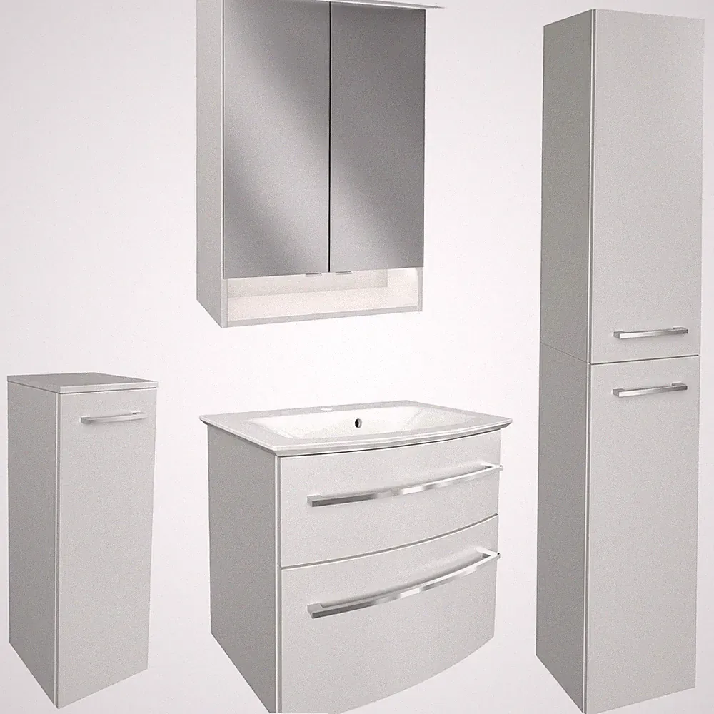 Fackelmann Badmöbel Set B.Style weiß 5-tlg. Unterschrank Becken Spiegelschrank