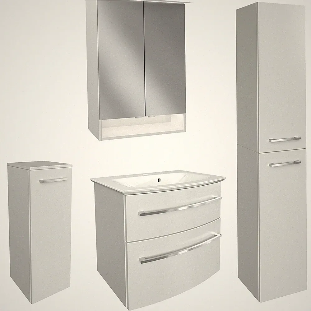 Fackelmann Badmöbel Set B.Style weiß 5-tlg. Unterschrank Becken Spiegelschrank