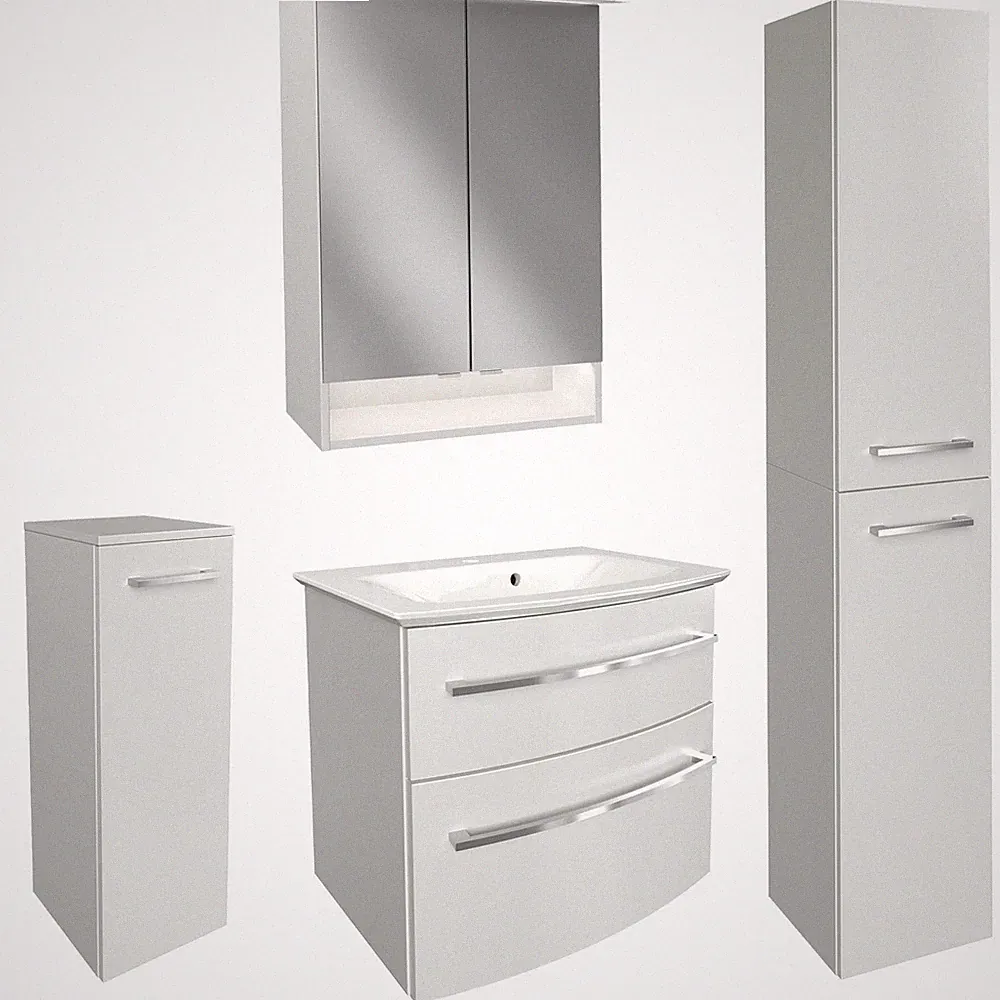 Fackelmann Badmöbel Set B.Style weiß 5-tlg. Unterschrank Becken Spiegelschrank