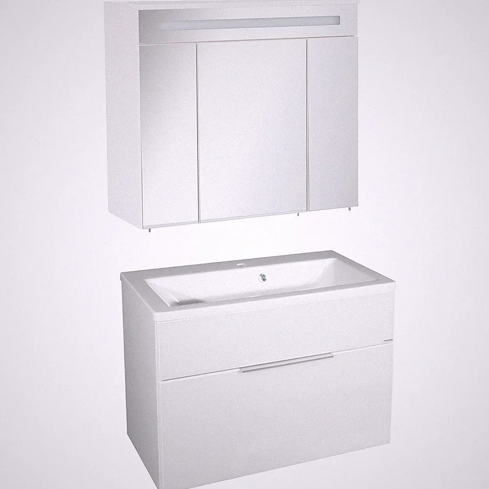 Fackelmann Badmöbel Set Kara 3-tlg. 80 cm weiß und LED Spiegelschrank