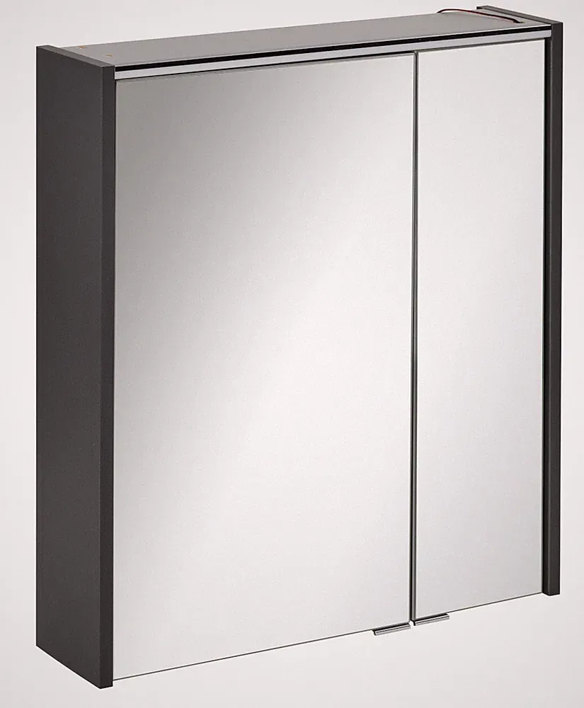 Fackelmann DENVER LED Spiegelschrank 60 cm Badspiegel in Schwarz MADE IN GERMANY