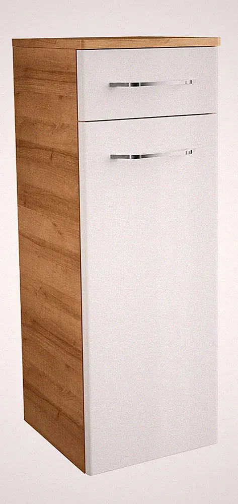 Fackelmann Gäste-WC Set MILANO Badmöbel Schrank Weiß/Braun Möbel Made in Germany