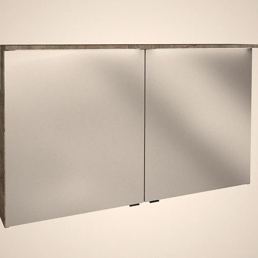 Fackelmann großer XL LED Spiegelschrank 120 cm 2-türig breit braun Leuchtpaneele