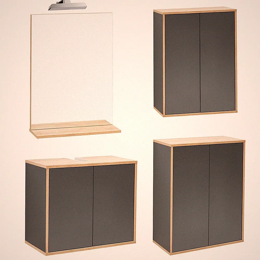 Fackelmann großes dunkles Badmöbel Set hängend 60 cm 5 tlg