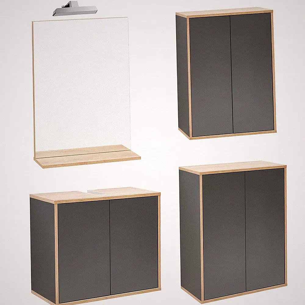 Fackelmann großes dunkles Badmöbel Set hängend 60 cm 5 tlg