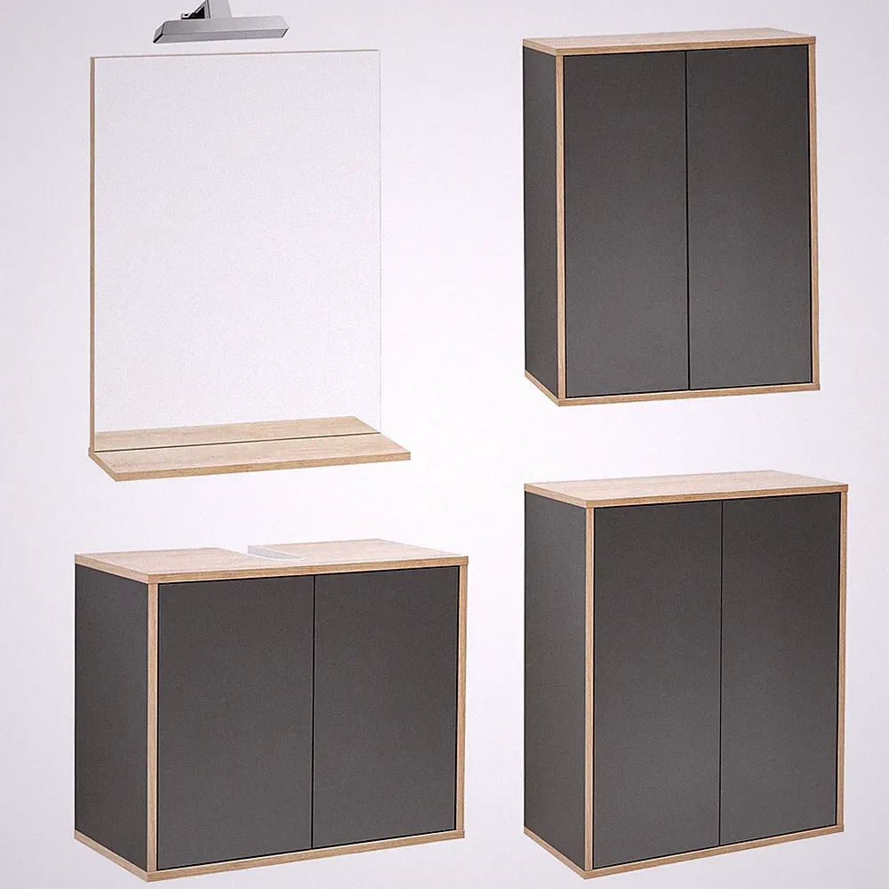 Fackelmann großes dunkles Badmöbel Set hängend 60 cm 5 tlg