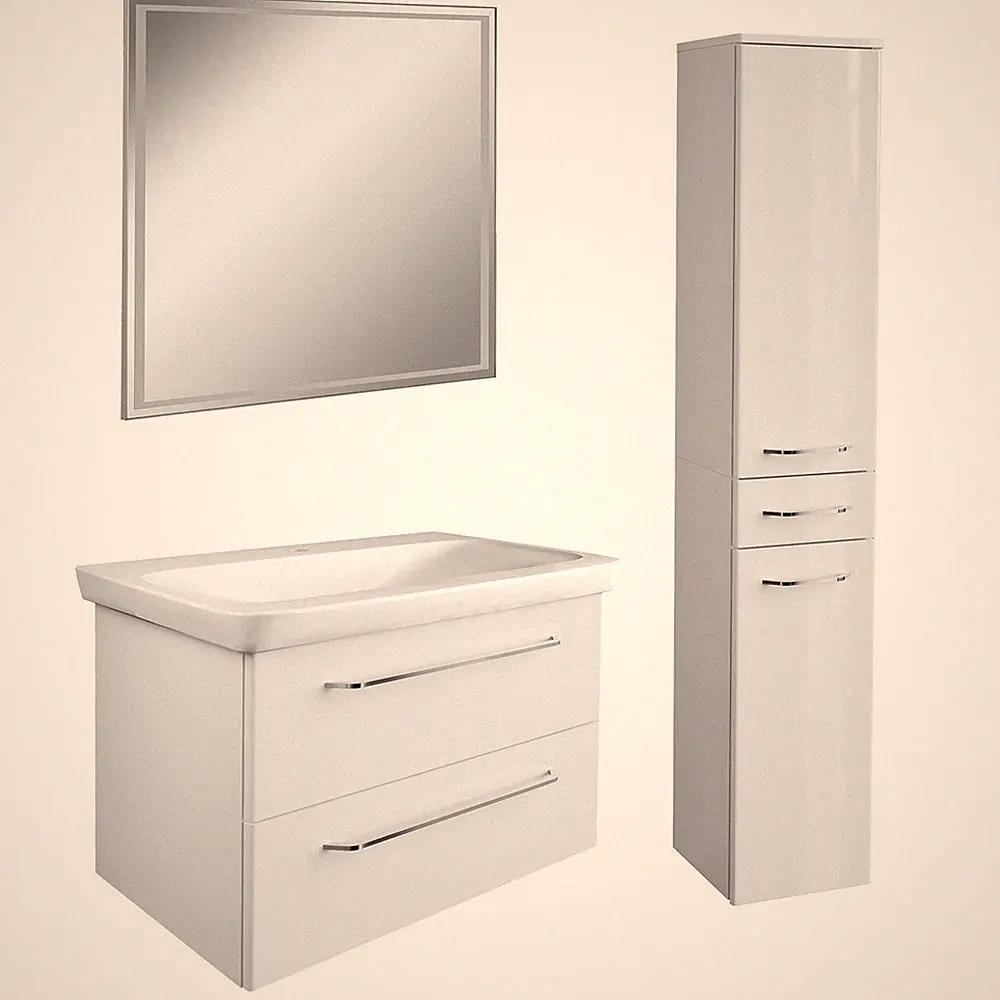 Fackelmann hängendes weißes Bad Möbel Set 80 cm 4 teilig LED