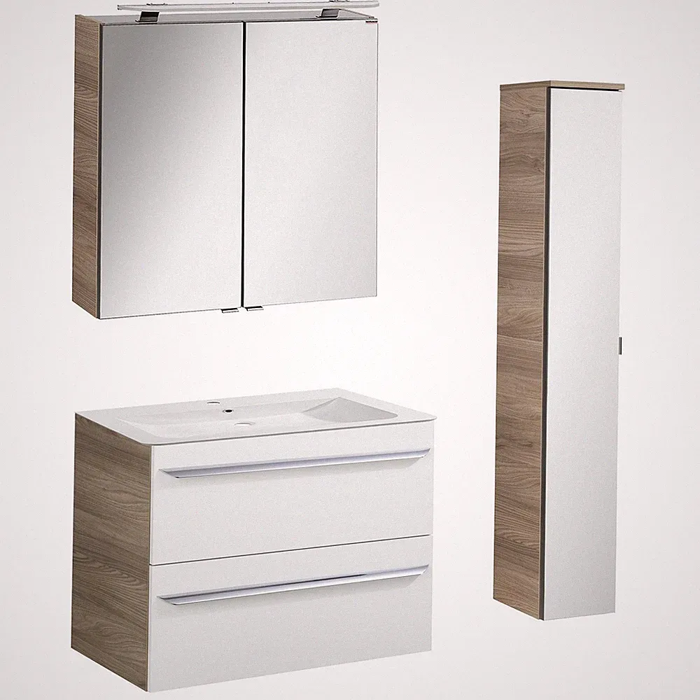 Fackelmann helle 4 teilige Badeinrichtung hängend 80 cm LED