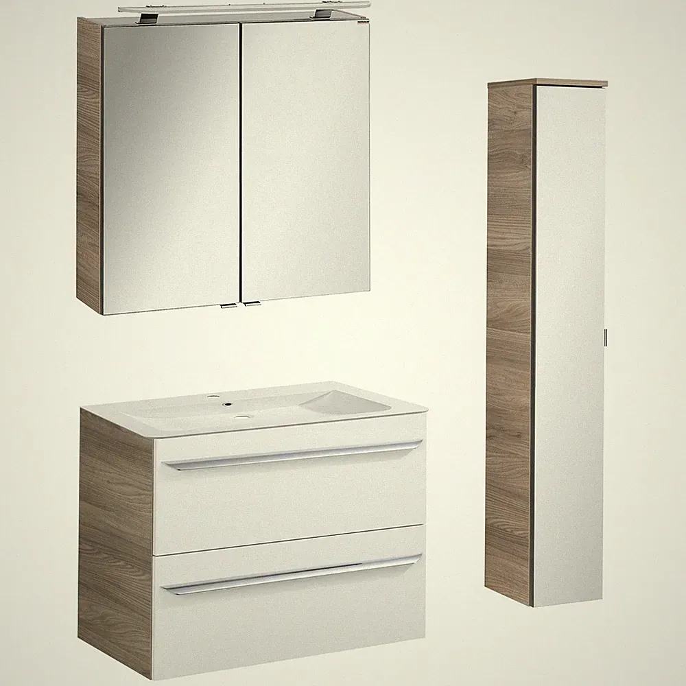 Fackelmann helle 4 teilige Badeinrichtung hängend 80 cm LED