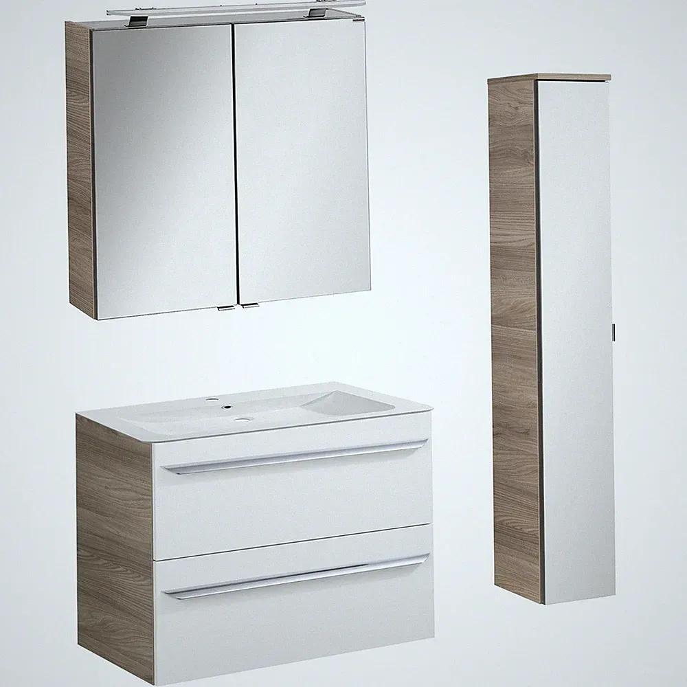 Fackelmann helle 4 teilige Badeinrichtung hängend 80 cm LED