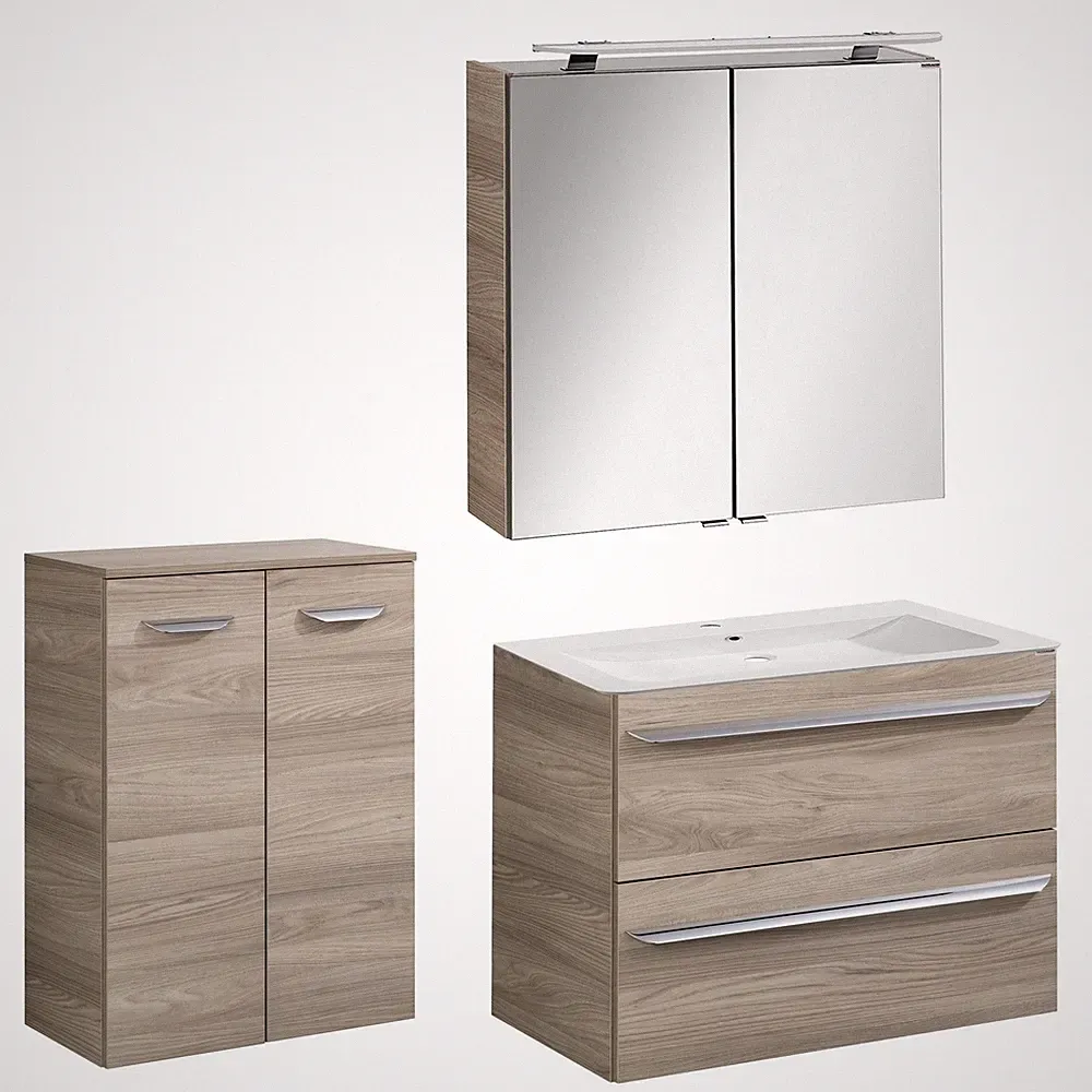 Fackelmann helle breite Badeinrichtung hängend 80 cm 4 tlg LED