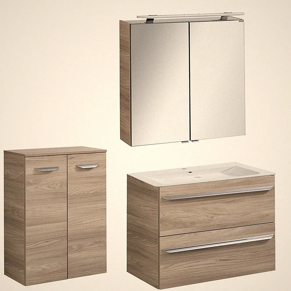 Fackelmann helle breite Badeinrichtung hängend 80 cm 4 tlg LED