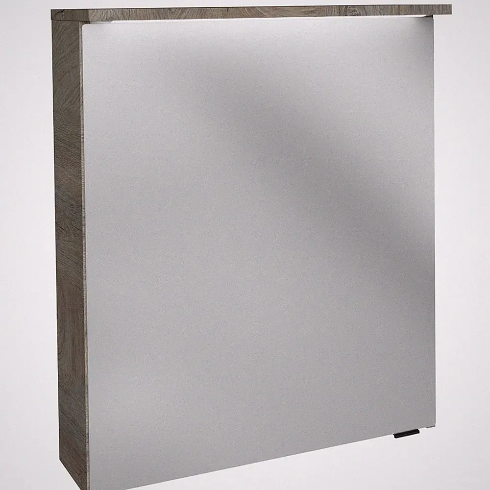 Fackelmann LED Bad Spiegelschrank 60 cm braun 1-türig Leuchtpaneele Innenspiegel