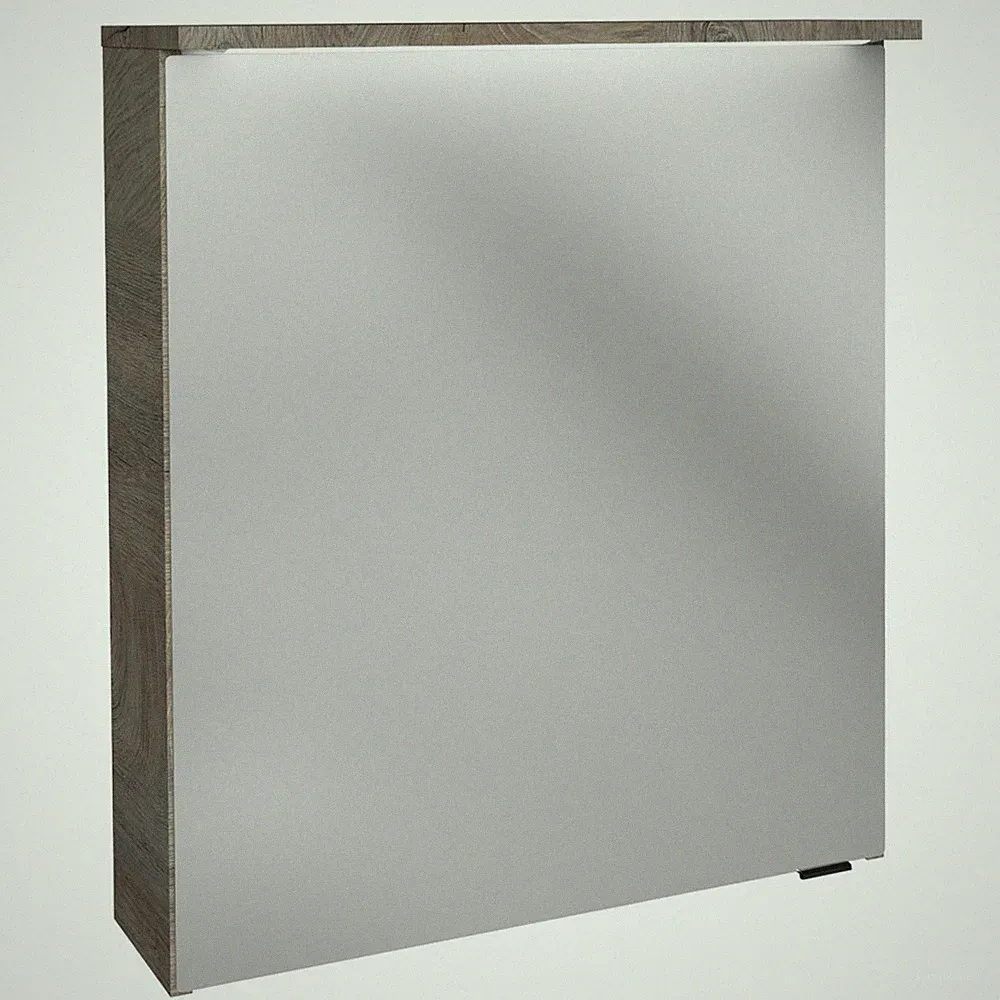 Fackelmann LED Bad Spiegelschrank 60 cm braun 1-türig Leuchtpaneele Innenspiegel