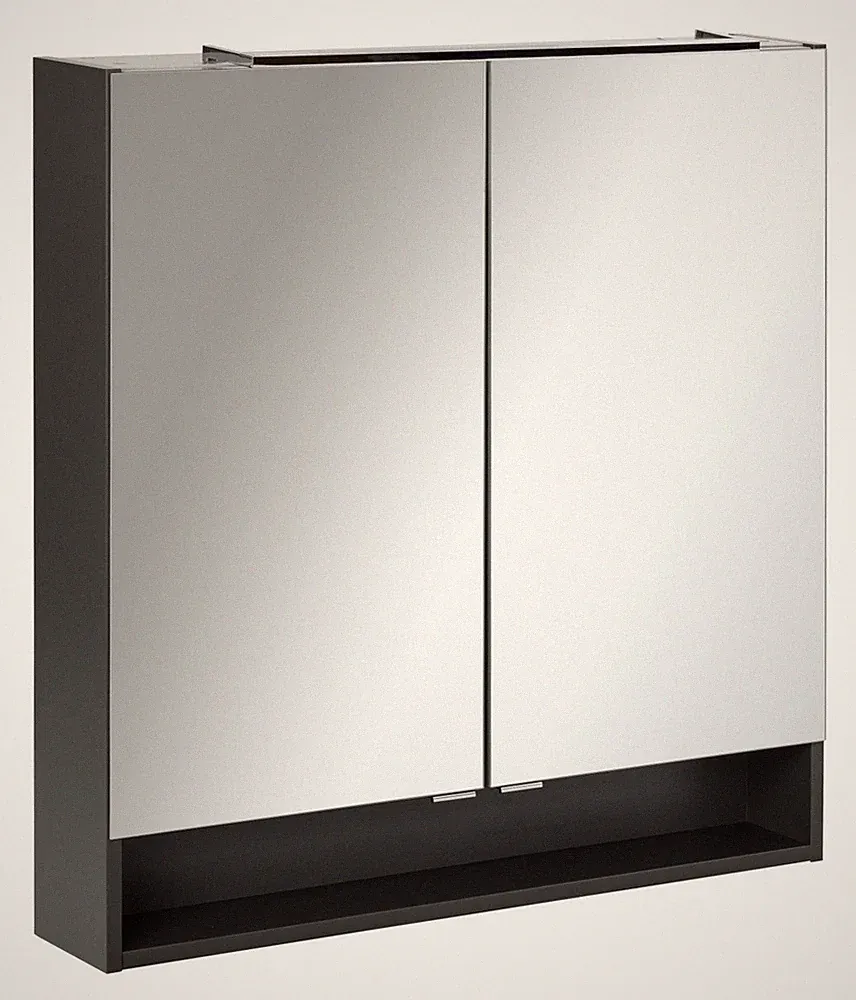 Fackelmann LED-Spiegelschrank 80 cm "Luna" Anthrazit Badspiegelschrank Schrank