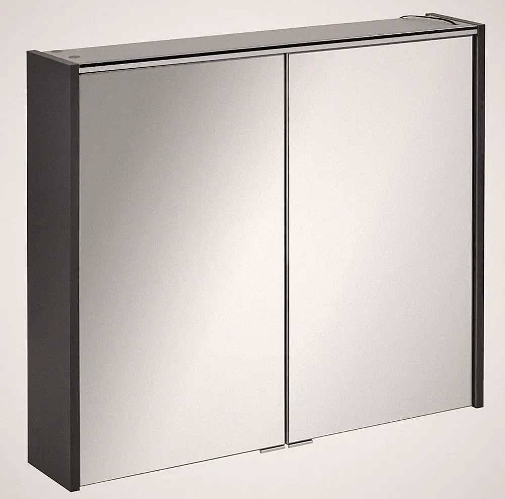 FACKELMANN LED Spiegelschrank DENVER mit gedämpften Scharnieren 80 cm Anthrazit