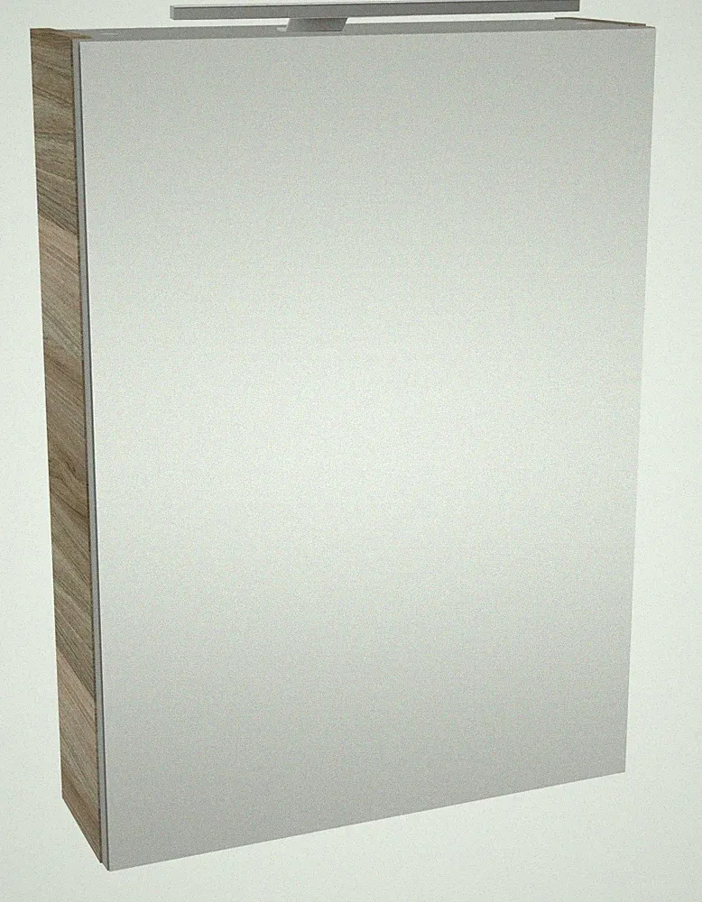 Fackelmann LUXOR LED Spiegelschrank Bad Gäste WC 50cm breit Holzoptik Grau links