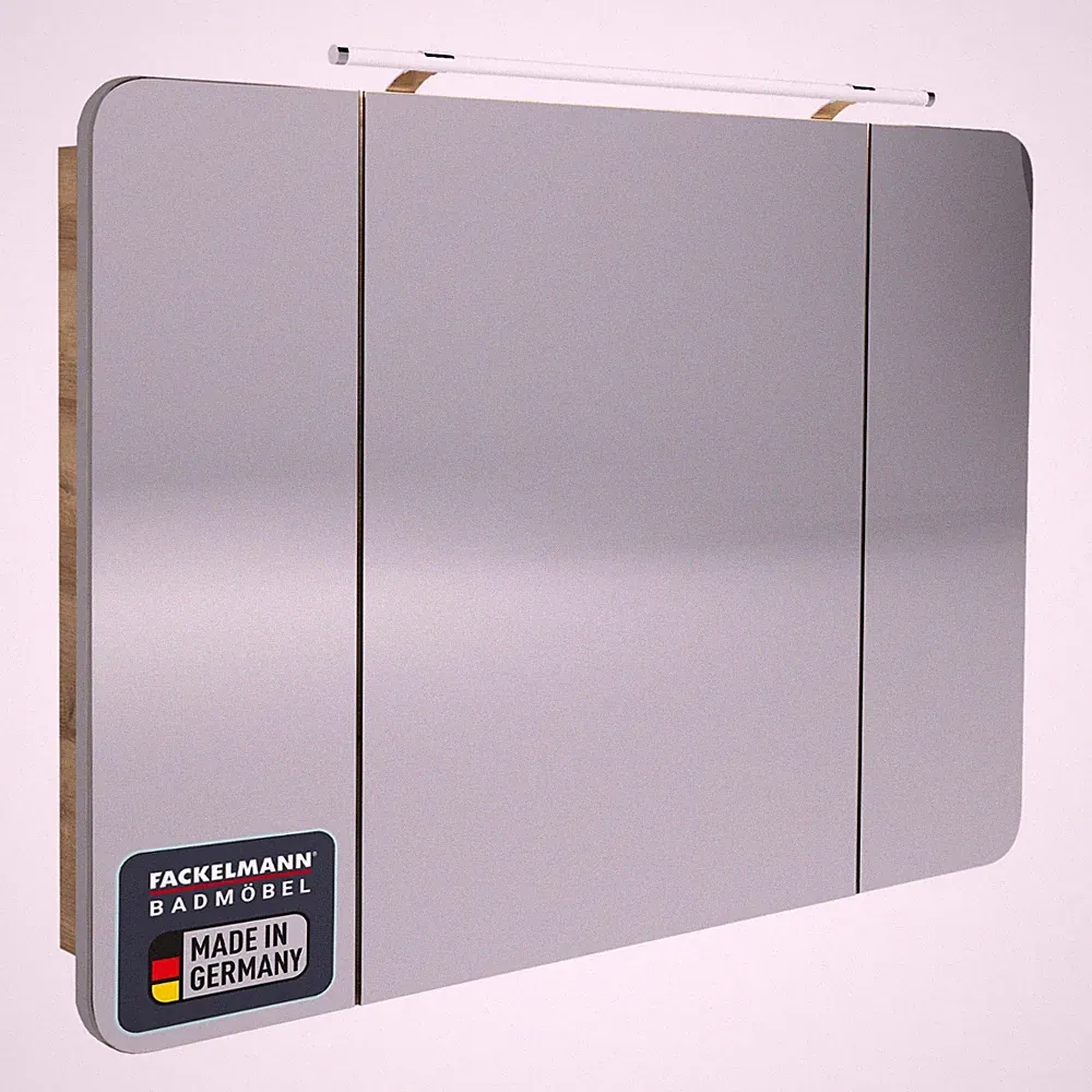Fackelmann MILANO LED Spiegelschrank 110 cm Schrank Möbel Braun Made in Germany