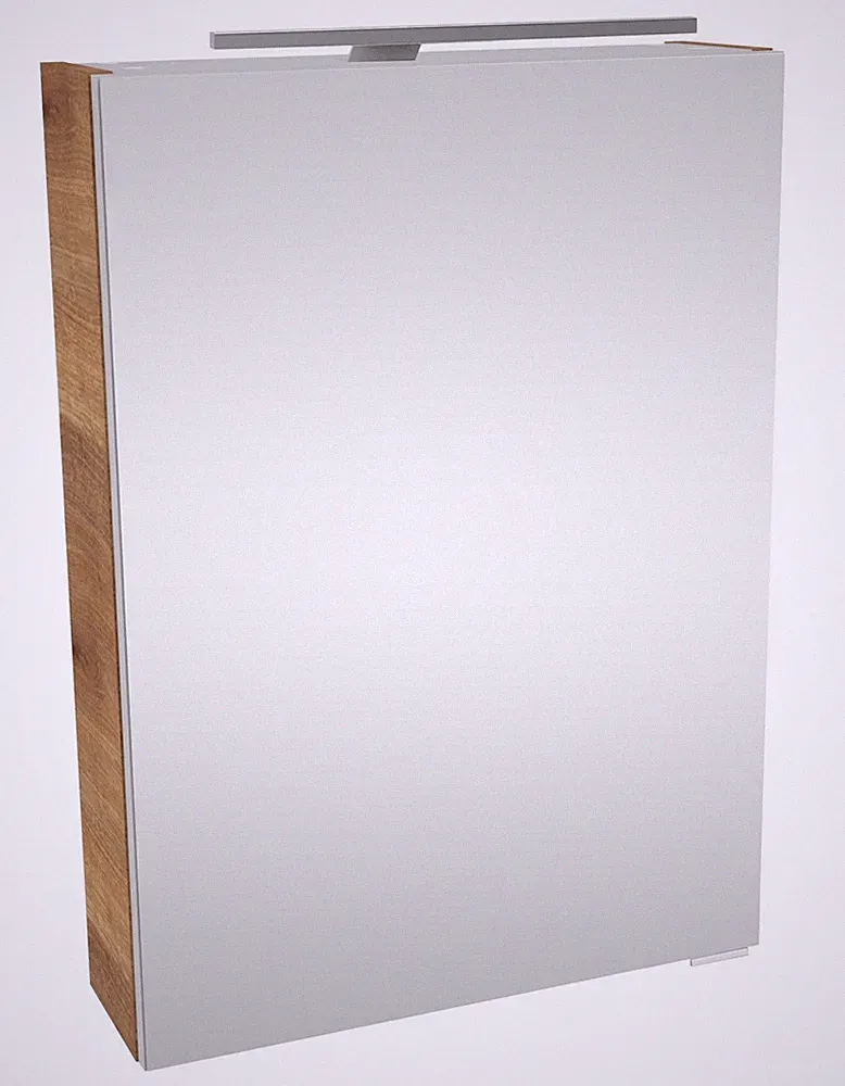 Fackelmann MILANO LED Spiegelschrank Bad Gäste WC 50 cm breit Holzoptik Braun