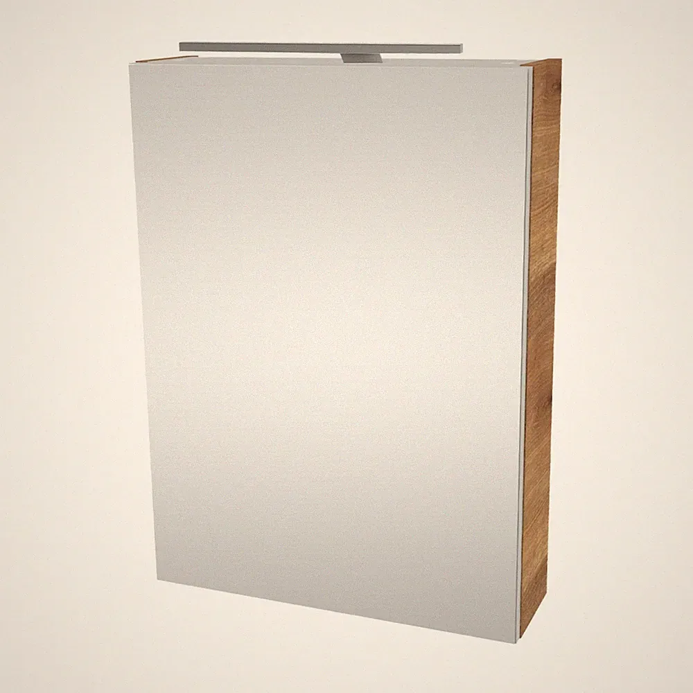 Fackelmann MILANO LED Spiegelschrank Gäste Bad Holz Braun 50 cm breit Tür rechts