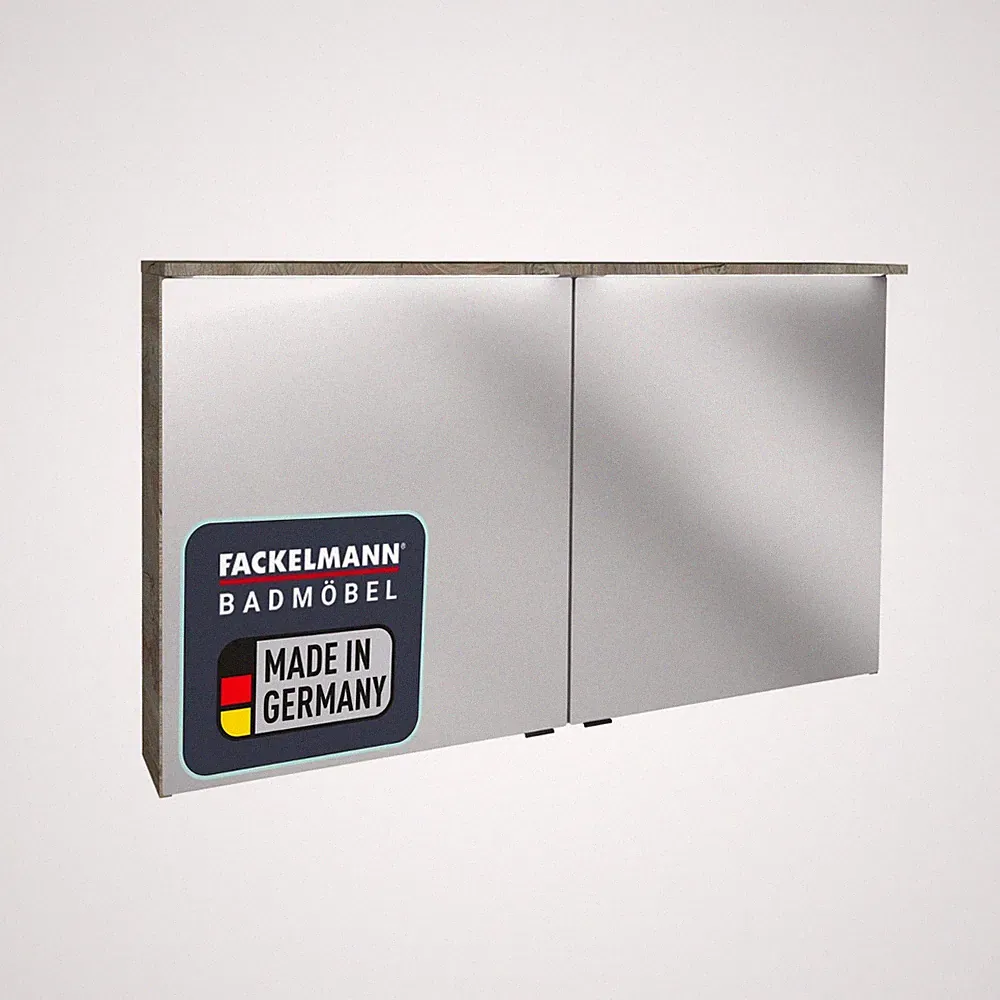 Fackelmann OXFORD LED Spiegelschrank 120 cm Braun hell Badmöbel Made in Germany